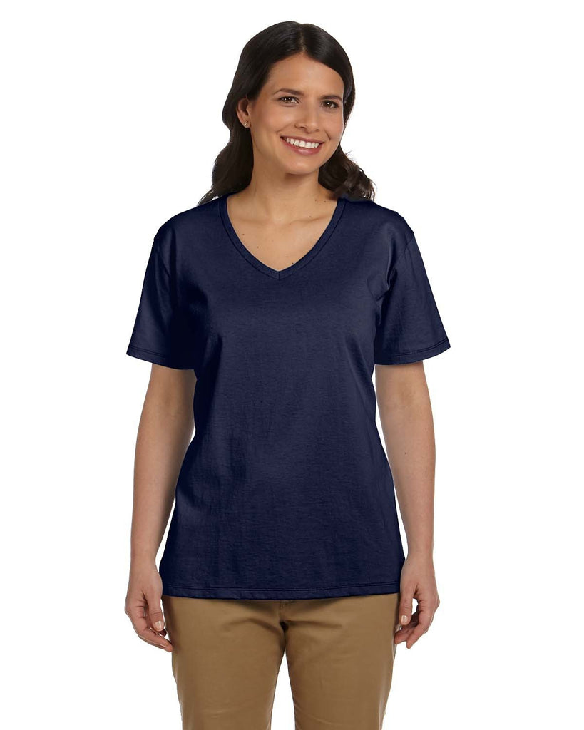 Hanes-5780-Ladies Essential-T V-Neck T-Shirt-NAVY