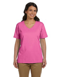 Hanes-5780-Ladies Essential-T V-Neck T-Shirt-PINK
