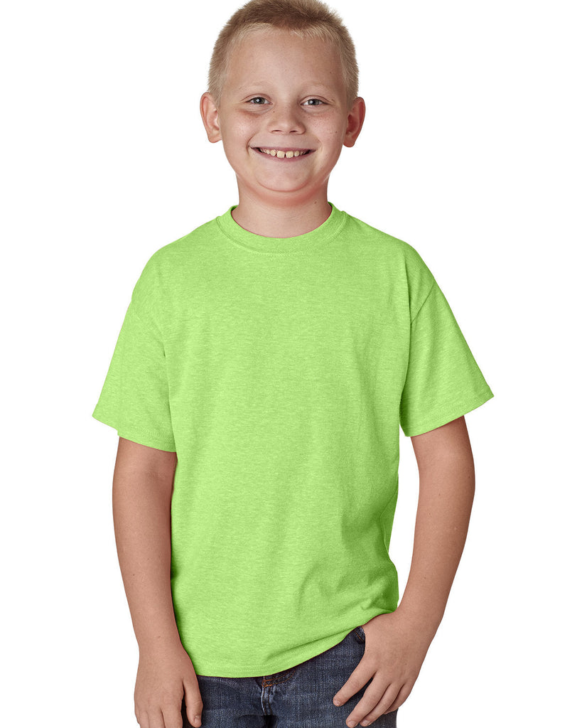 Hanes-H420Y-Youth X-Temp Performance T-Shirt-NEON LIME HTHR