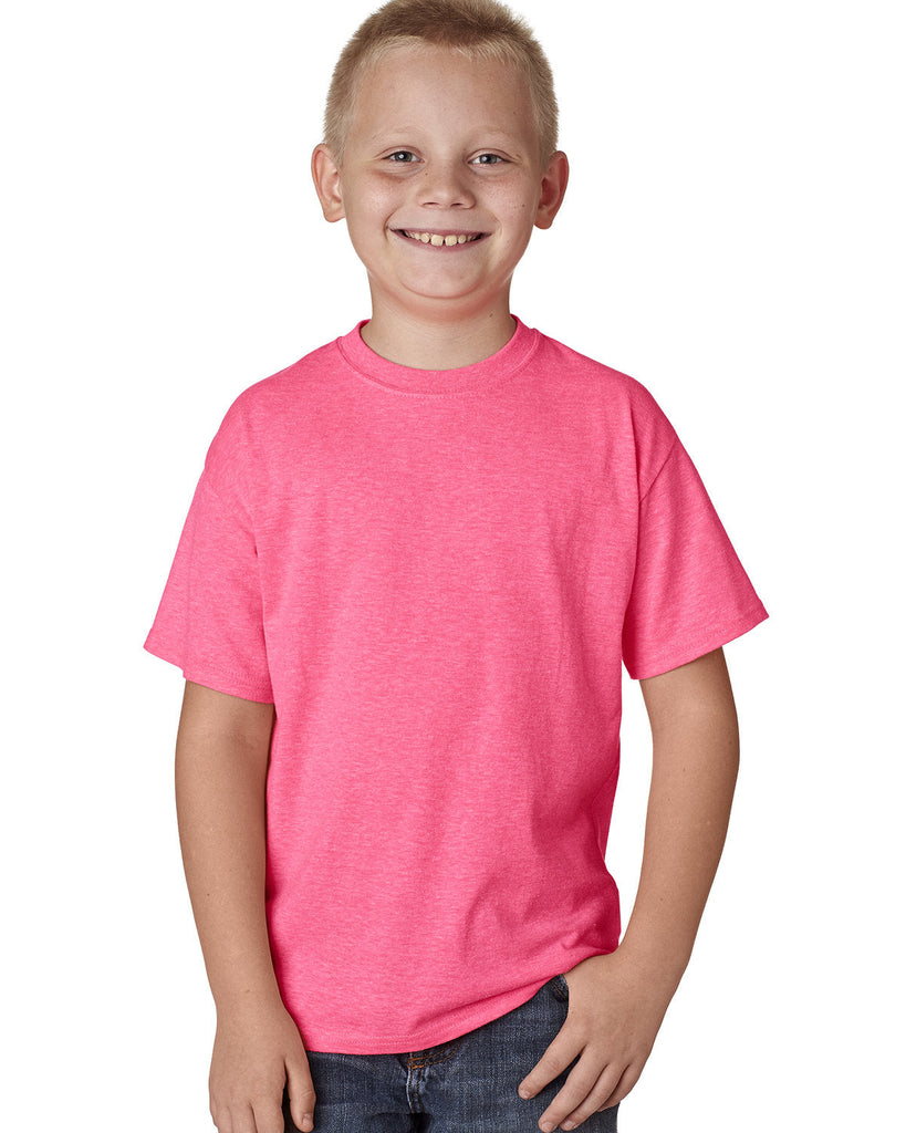Hanes-H420Y-Youth X-Temp Performance T-Shirt-NEON PINK HTHR
