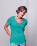 Hanes-MO150-Ladies Modal Triblend Scoop T-Shirt-BREEZY GRN TRBLN