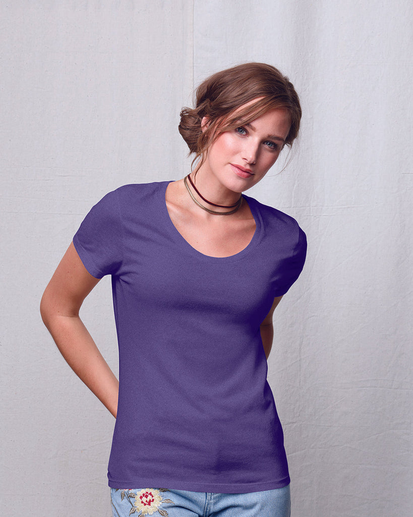 Hanes-MO150-Ladies Modal Triblend Scoop T-Shirt-GRAPE TRIBLEND