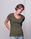 Hanes-MO150-Ladies Modal Triblend Scoop T-Shirt-MILITARY GRN TRB