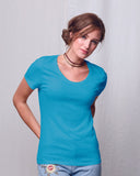 Hanes-MO150-Ladies Modal Triblend Scoop T-Shirt-TURQUOISE TRBLND