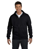 Hanes-P180-Adult 7.8 oz. EcoSmart 50/50 Full-Zip Hooded Sweatshirt-BLACK
