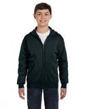 Hanes-P480-Youth 7.8 oz. EcoSmart 50/50 Full-Zip Hooded Sweatshirt-BLACK