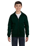 Hanes-P480-Youth 7.8 oz. EcoSmart 50/50 Full-Zip Hooded Sweatshirt-DEEP FOREST