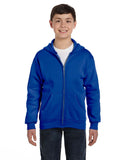 Hanes-P480-Youth 7.8 oz. EcoSmart 50/50 Full-Zip Hooded Sweatshirt-DEEP ROYAL
