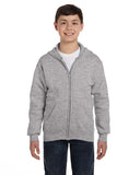 Hanes-P480-Youth 7.8 oz. EcoSmart 50/50 Full-Zip Hooded Sweatshirt-LIGHT STEEL