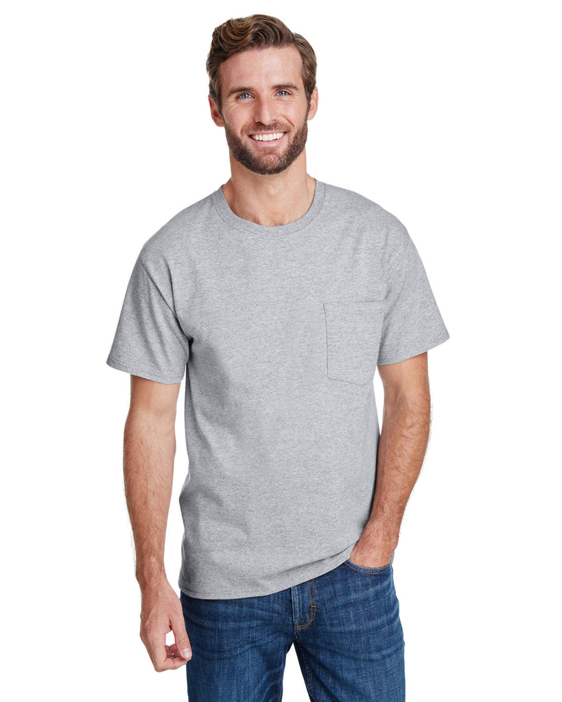 Hanes-W110-Adult Workwear Pocket T-Shirt-LIGHT STEEL