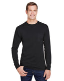 Hanes-W120-Adult Workwear Long-Sleeve Pocket T-Shirt-BLACK