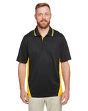 Harriton-M386T-Mens Tall Flash Snag Protection Plus IL Colorblock Polo-BLACK/ SNRY YLLW