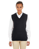 Harriton-M415W-Ladies Pilbloc V-Neck Sweater Vest-BLACK