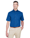 Harriton-M500S-Mens Easy Blend Short-Sleeve Twill Shirt with Stain-Release-FRENCH BLUE