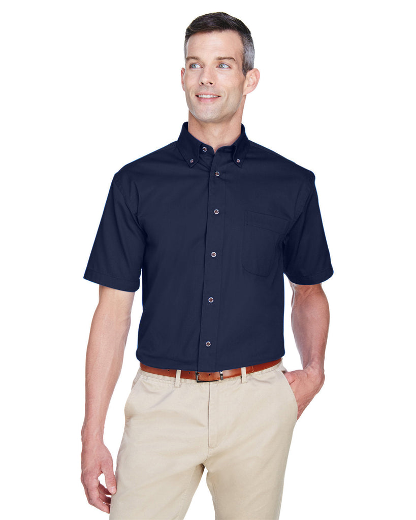 Harriton-M500S-Mens Easy Blend Short-Sleeve Twill Shirt with Stain-Release-NAVY
