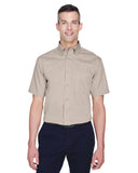 Harriton-M500S-Mens Easy Blend Short-Sleeve Twill Shirt with Stain-Release-STONE