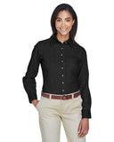 Harriton-M550W-Ladies 6.5 oz. Long-Sleeve Denim Shirt-WASHED BLACK