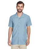 Harriton-M560-Mens Barbados Textured Camp Shirt-CLOUD BLUE