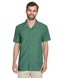 Harriton-M560-Mens Barbados Textured Camp Shirt-PALM GREEN
