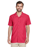 Harriton-M560-Mens Barbados Textured Camp Shirt-PARROT RED