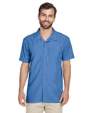 Harriton-M560-Mens Barbados Textured Camp Shirt-POOL BLUE