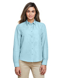 Harriton-M580LW-Ladies Key West Long-Sleeve Performance Staff Shirt-CLOUD BLUE