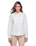 Harriton-M580LW-Ladies Key West Long-Sleeve Performance Staff Shirt-WHITE