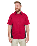Harriton-M586-Mens Flash IL Colorblock Short Sleeve Shirt-RED/ BLACK