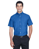 Harriton-M600S-Mens Short-Sleeve Oxford with Stain-Release-FRENCH BLUE