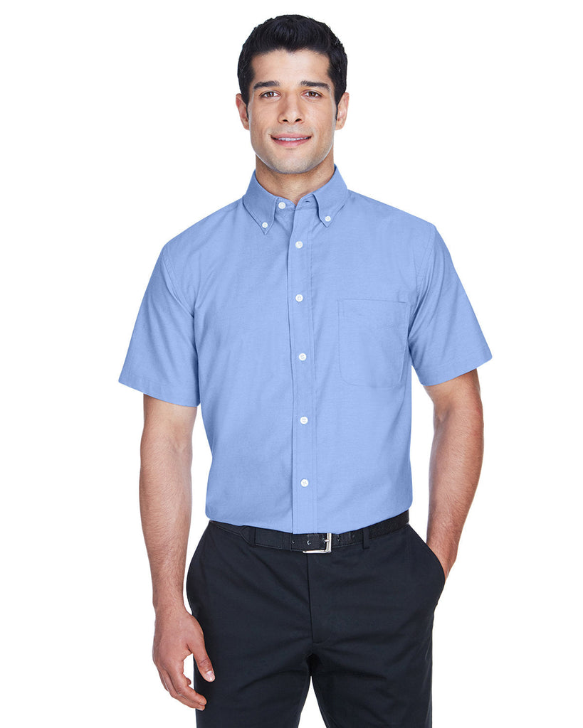 Harriton-M600S-Mens Short-Sleeve Oxford with Stain-Release-LIGHT BLUE