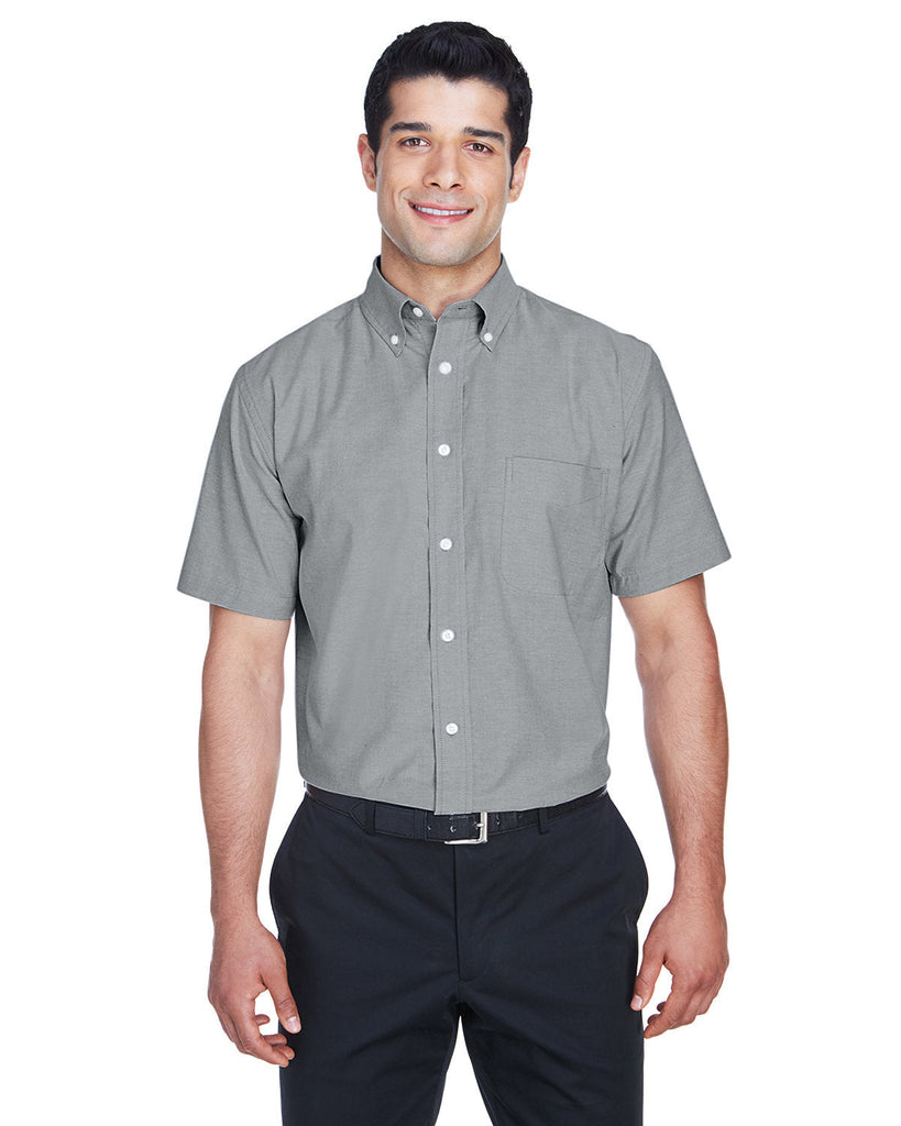 Harriton-M600S-Mens Short-Sleeve Oxford with Stain-Release-OXFORD GREY