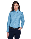 Harriton-M600W-Ladies Long-Sleeve Oxford with Stain-Release-LIGHT BLUE