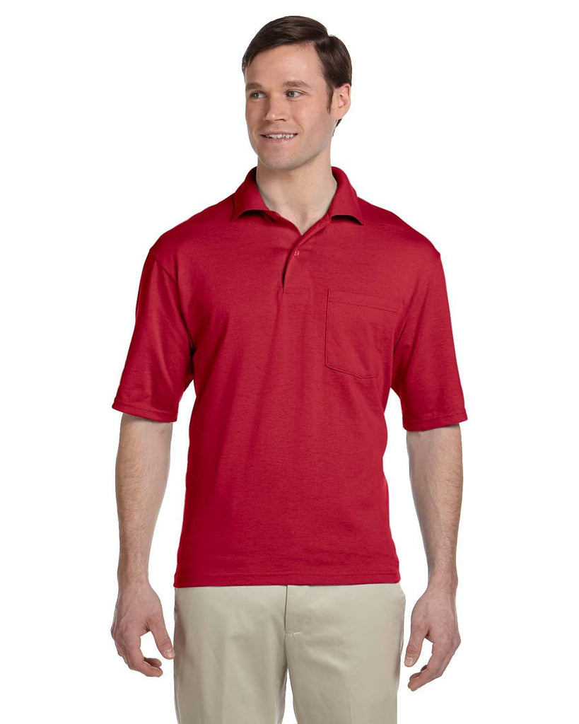 Jerzees-436P-Adult SpotShield Pocket Jersey Polo-TRUE RED
