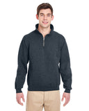 Jerzees-4528-Adult Super Sweats NuBlend Fleece Quarter-Zip Pullover-BLACK HEATHER