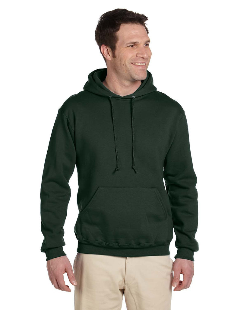 Jerzees-4997-Adult 9.5 oz Super Sweats NuBlend Fleece Pullover Hooded Sweatshirt-FOREST GREEN