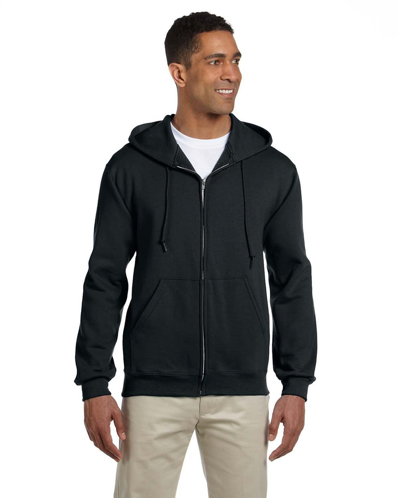 Jerzees-4999-Adult 9.5 oz Super Sweats NuBlend Fleece Full-Zip Hooded Sweatshirt-BLACK