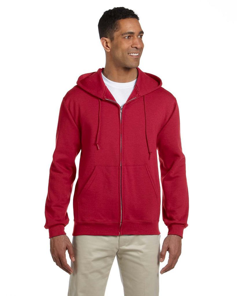 Jerzees-4999-Adult 9.5 oz Super Sweats NuBlend Fleece Full-Zip Hooded Sweatshirt-TRUE RED