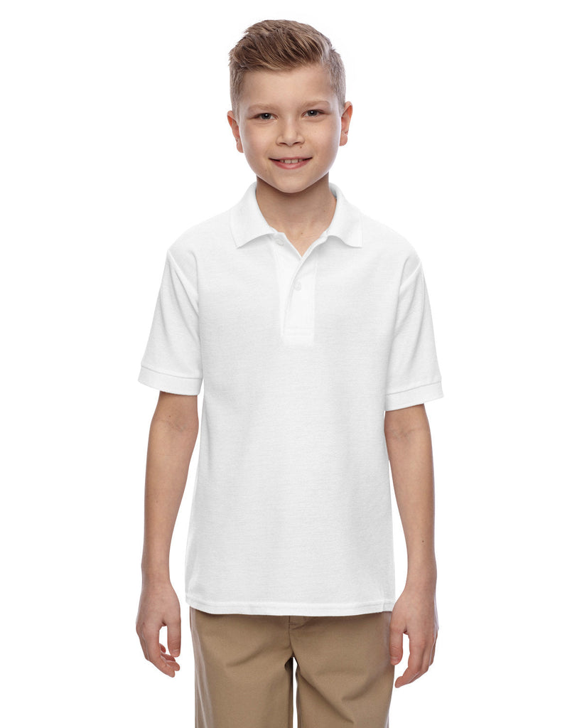 Jerzees-537YR-Youth 5.3 oz. Easy Care Polo-WHITE