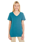 Jerzees-601WVR-Ladies 4.5 oz. TRI-BLEND V-Neck T-Shirt-MOSAIC BLUE HTHR