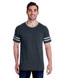 Jerzees-602MR-Adult TRI-BLEND Varsity Ringer T-Shirt-BLACK HTH/ OXFRD