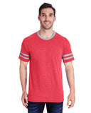 Jerzees-602MR-Adult TRI-BLEND Varsity Ringer T-Shirt-FR RED HTH/ OXFR