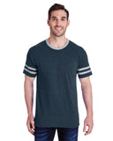 Jerzees-602MR-Adult TRI-BLEND Varsity Ringer T-Shirt-INDIGO HTH/ OXFR