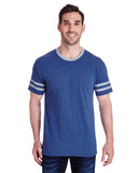 Jerzees-602MR-Adult TRI-BLEND Varsity Ringer T-Shirt-TRU BLU HTH/ OXF