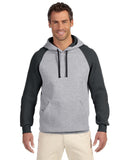 Jerzees-96CR-Adult 8 oz. NuBlend Colorblock Raglan Pullover Hooded Sweatshirt-OXFORD/ BLACK