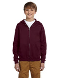 Jerzees-993B-Youth 8 oz. NuBlend Fleece Full-Zip Hooded Sweatshirt-MAROON
