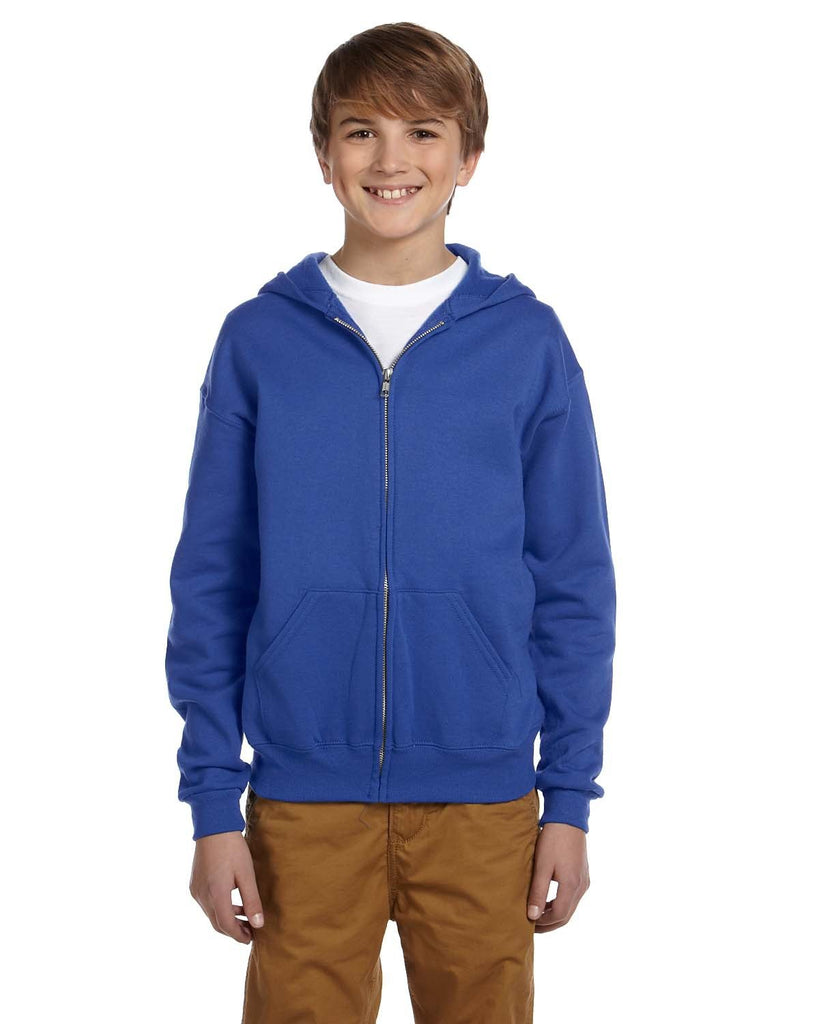Jerzees-993B-Youth 8 oz. NuBlend Fleece Full-Zip Hooded Sweatshirt-ROYAL