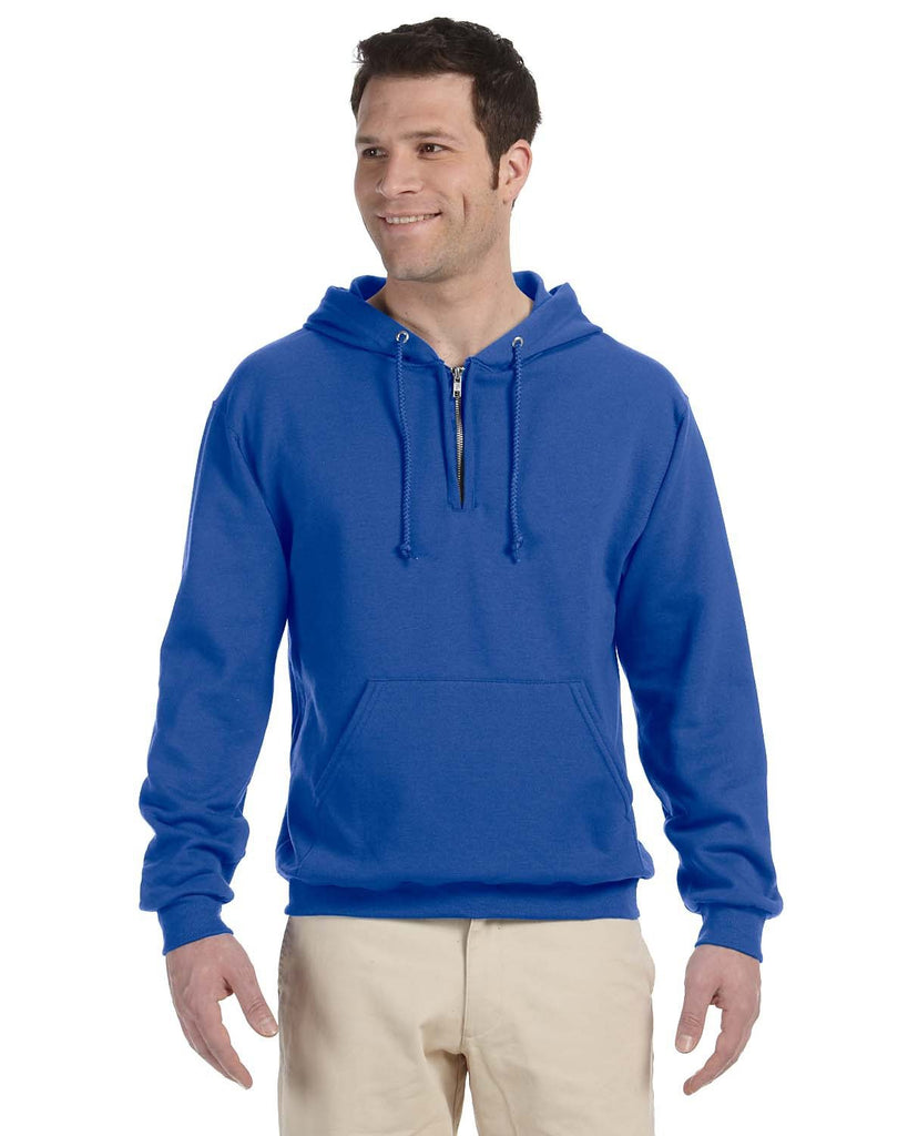 Jerzees-994MR-Adult NuBlend Fleece Quarter-Zip Pullover Hooded Sweatshirt-ROYAL