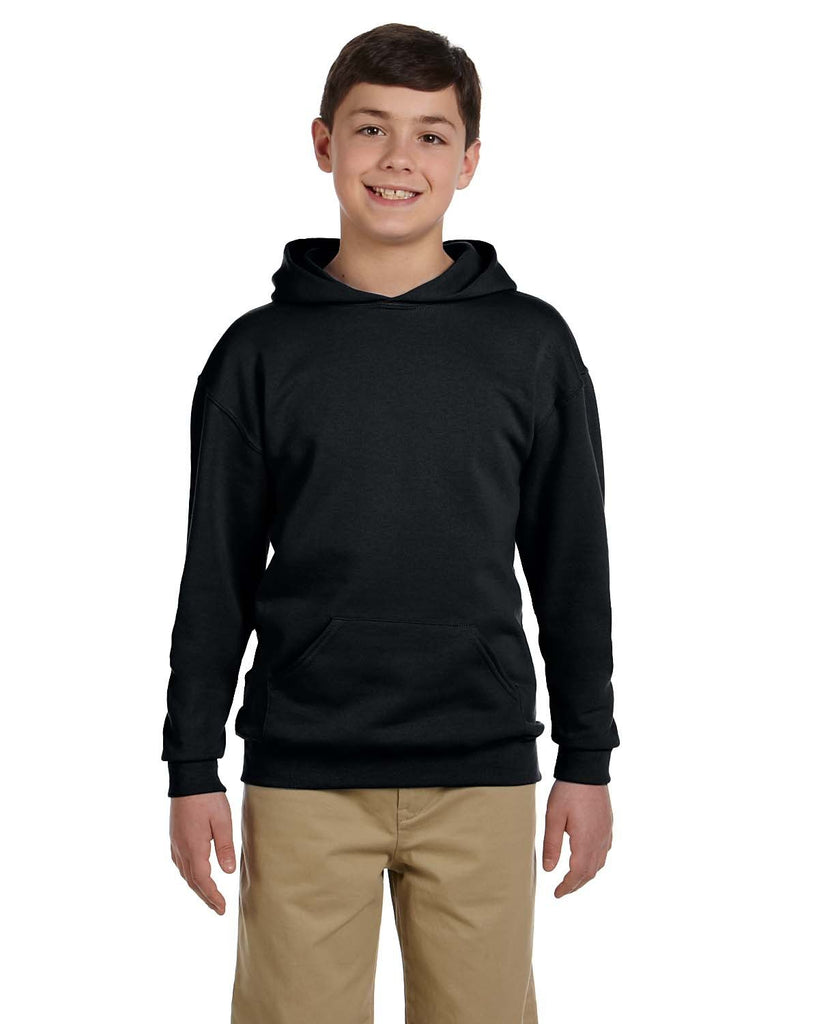Jerzees-996Y-Youth 8 oz. NuBlend Fleece Pullover Hooded Sweatshirt-BLACK