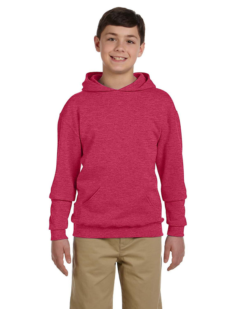 Jerzees-996Y-Youth 8 oz. NuBlend Fleece Pullover Hooded Sweatshirt-VINT HTR RED