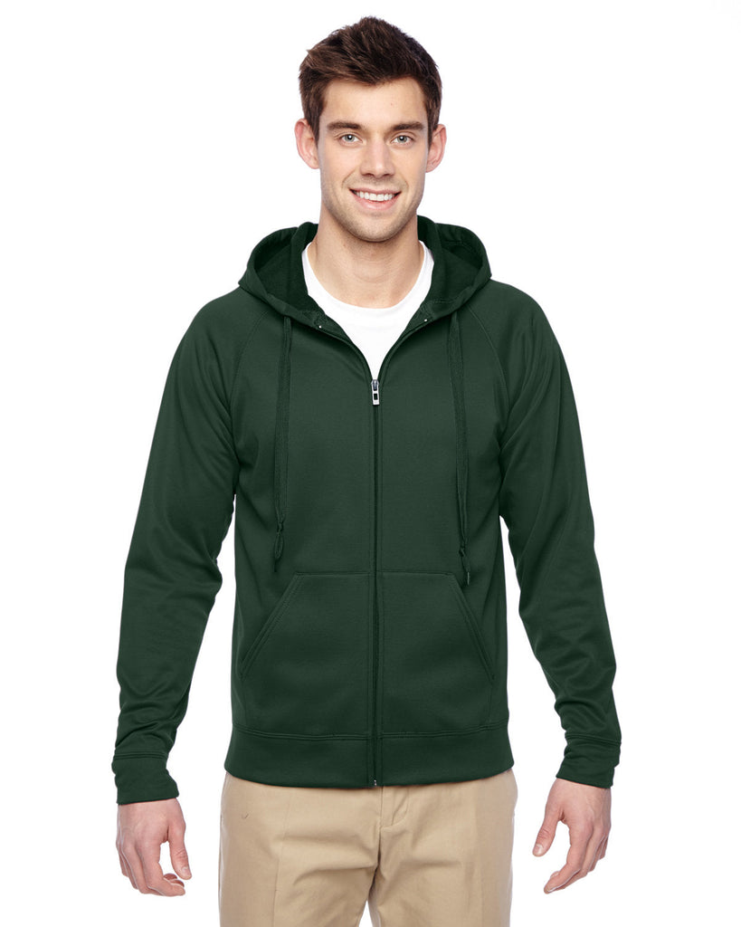 Jerzees-PF93MR-Adult 6 oz. DRI-POWER SPORT Full-Zip Hooded Sweatshirt-FOREST GREEN
